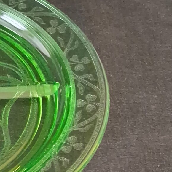 Vintage Depression Glass Hazel Atlas Green Cloverleaf 3 Part Grill Plate 10.25" - Picture 5 of 6